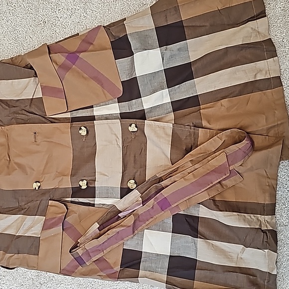 Burberry Brown and Purple Plaid Midi Dress - Picture 6 of 7